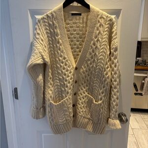 Brandy Melville Cream Cable Knit Cardigan